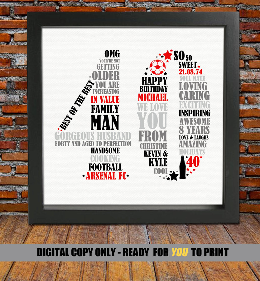 40th Birthday Gifts Men
 Personalized 40th Birthday Gift for Him 40th birthday 40th