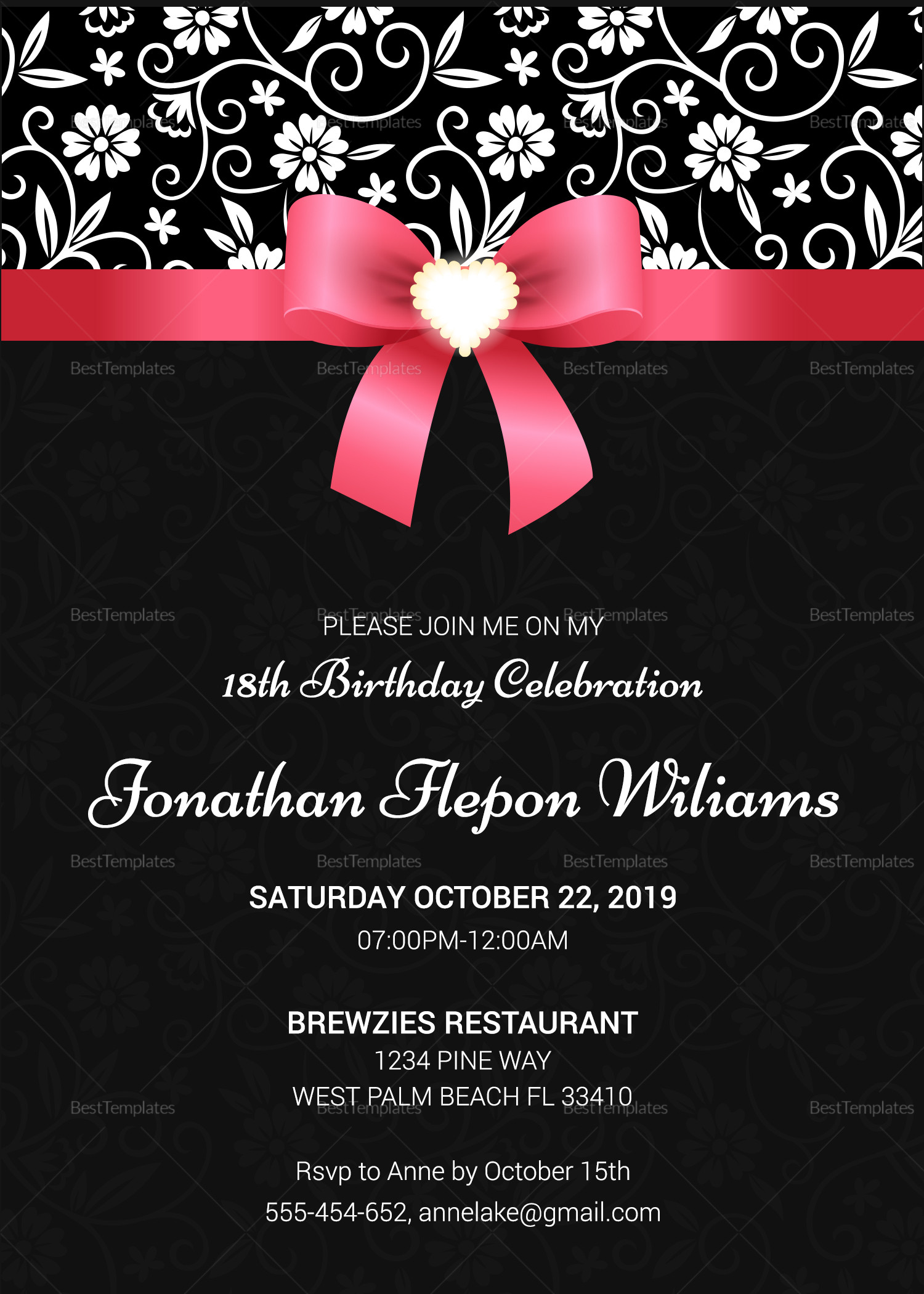 Best Birthday Invitations
 Classic Debut invitation Card Design Template in Word PSD
