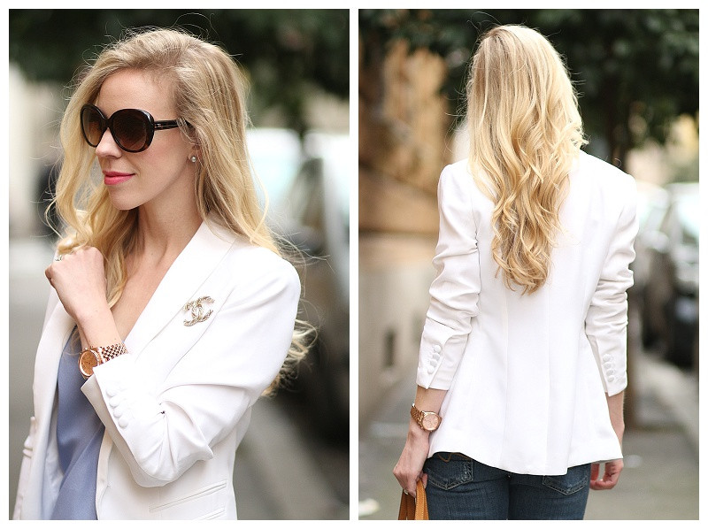 Brooches Outfit
 Polished Casual White blazer Boyfriend jeans