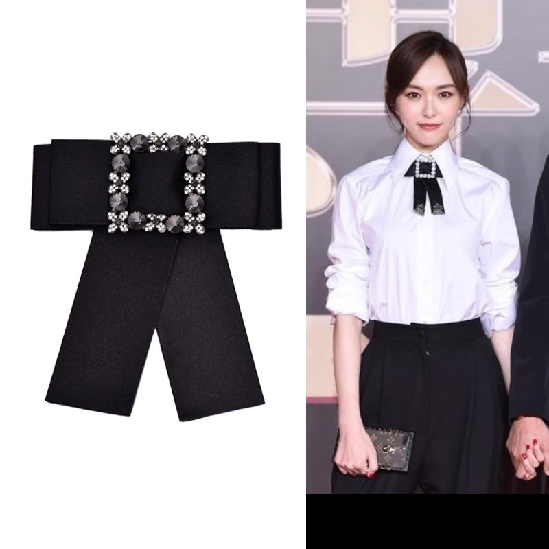 Brooches Outfit
 OBN New Fashion Rhinestone Dress Shirt Brooches Pin Bow