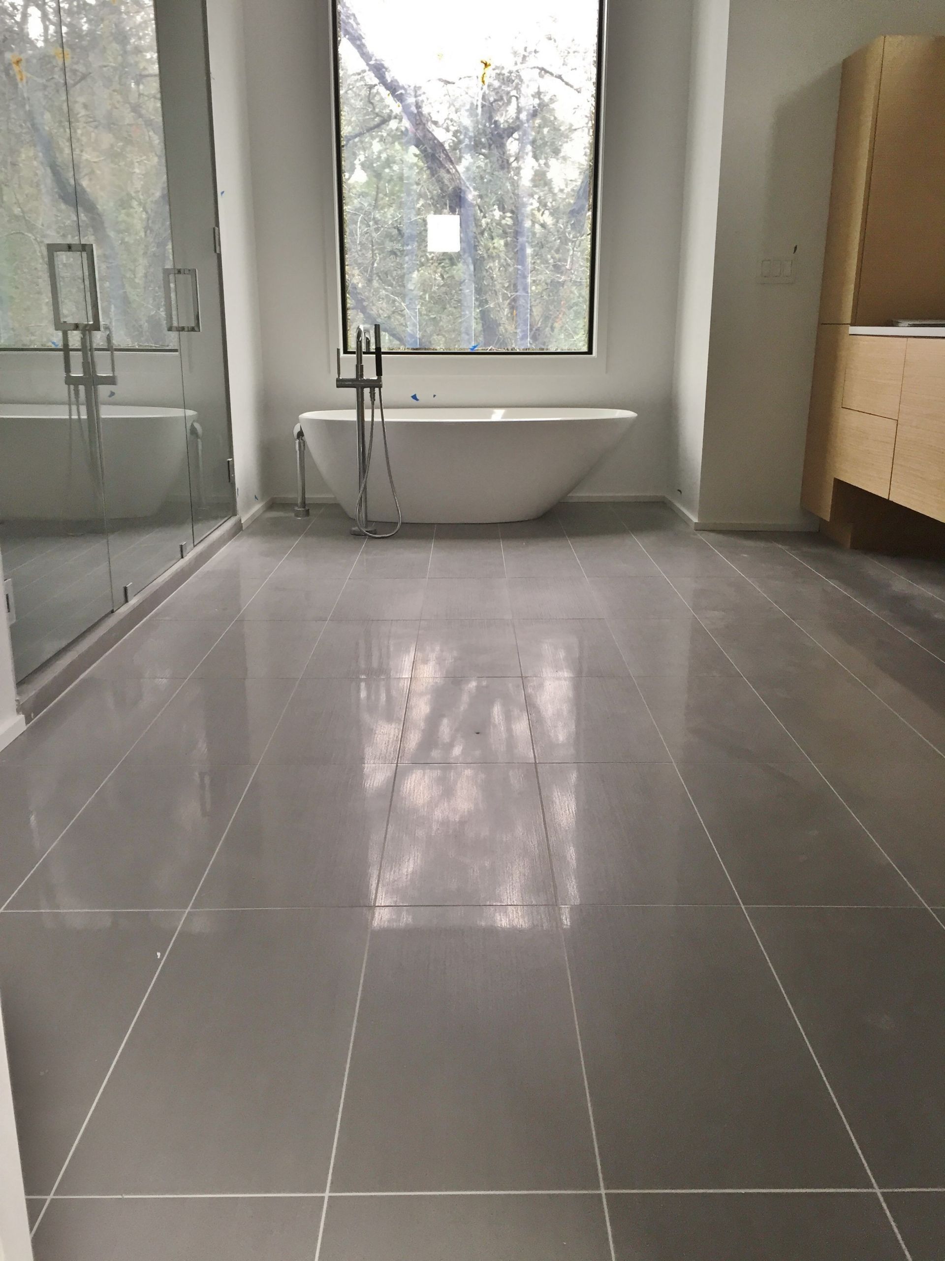 Ceramic Bathroom Floor Tile
 12x24 porcelain tile on Master Bathroom floor