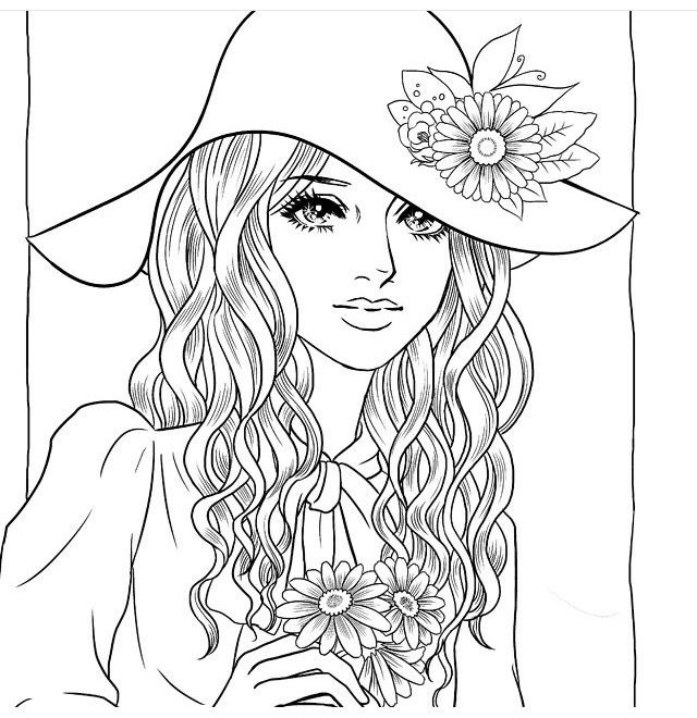 Coloring Pages For Adult Girls
 1068 best female colar cards images on Pinterest