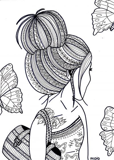 Coloring Pages For Adult Girls
 Free coloring page for adults Girl with tattoo Gratis