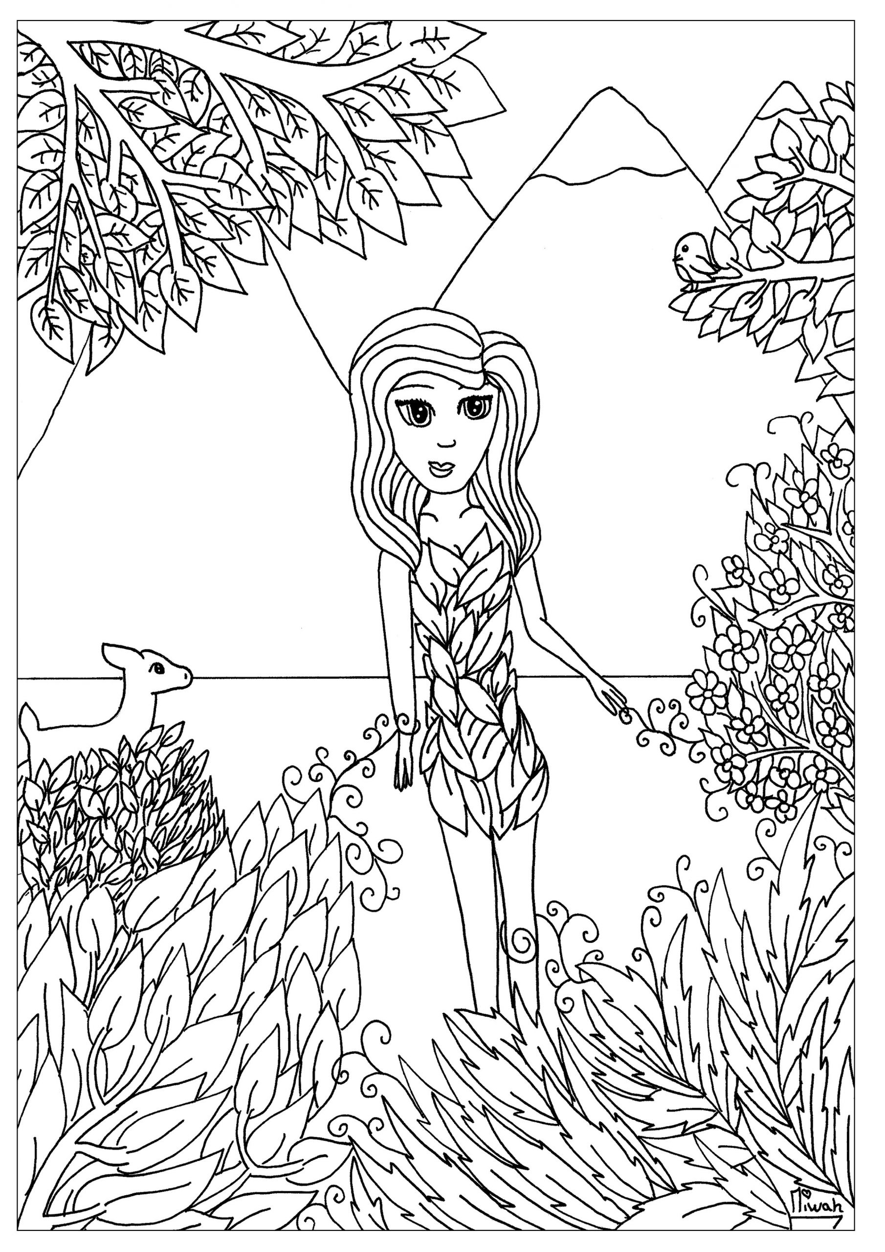 Coloring Pages For Adult Girls
 Flower girl Anti stress Adult Coloring Pages