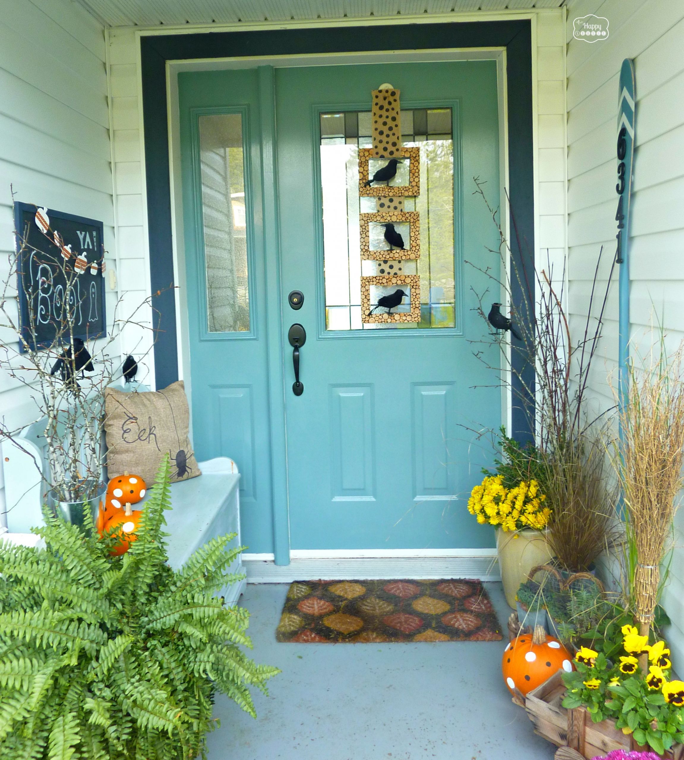Diy Halloween Porch Decorations
 DIY Halloween Door Hanging and Our Crow tastically Spooky