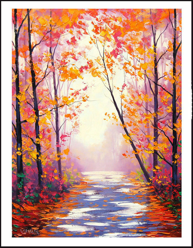 Fall Landscape Painting
 AUTUMN OIL PAINTING IMPRESSIONIST TREES PAINTING TRAIL