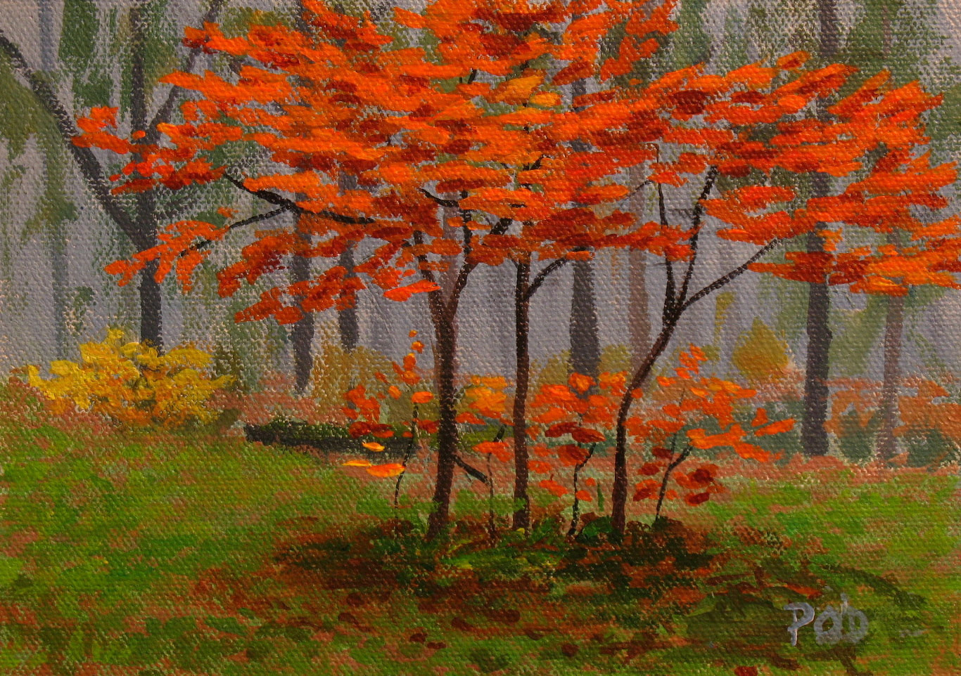Fall Landscape Painting
 Acrylic painting autumn landscape young trees