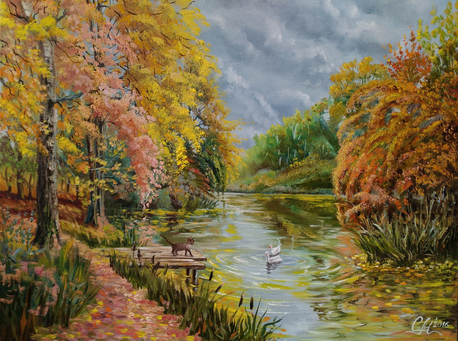 Fall Landscape Painting
 Autumn painting Fall landscape oil painting Impressionism