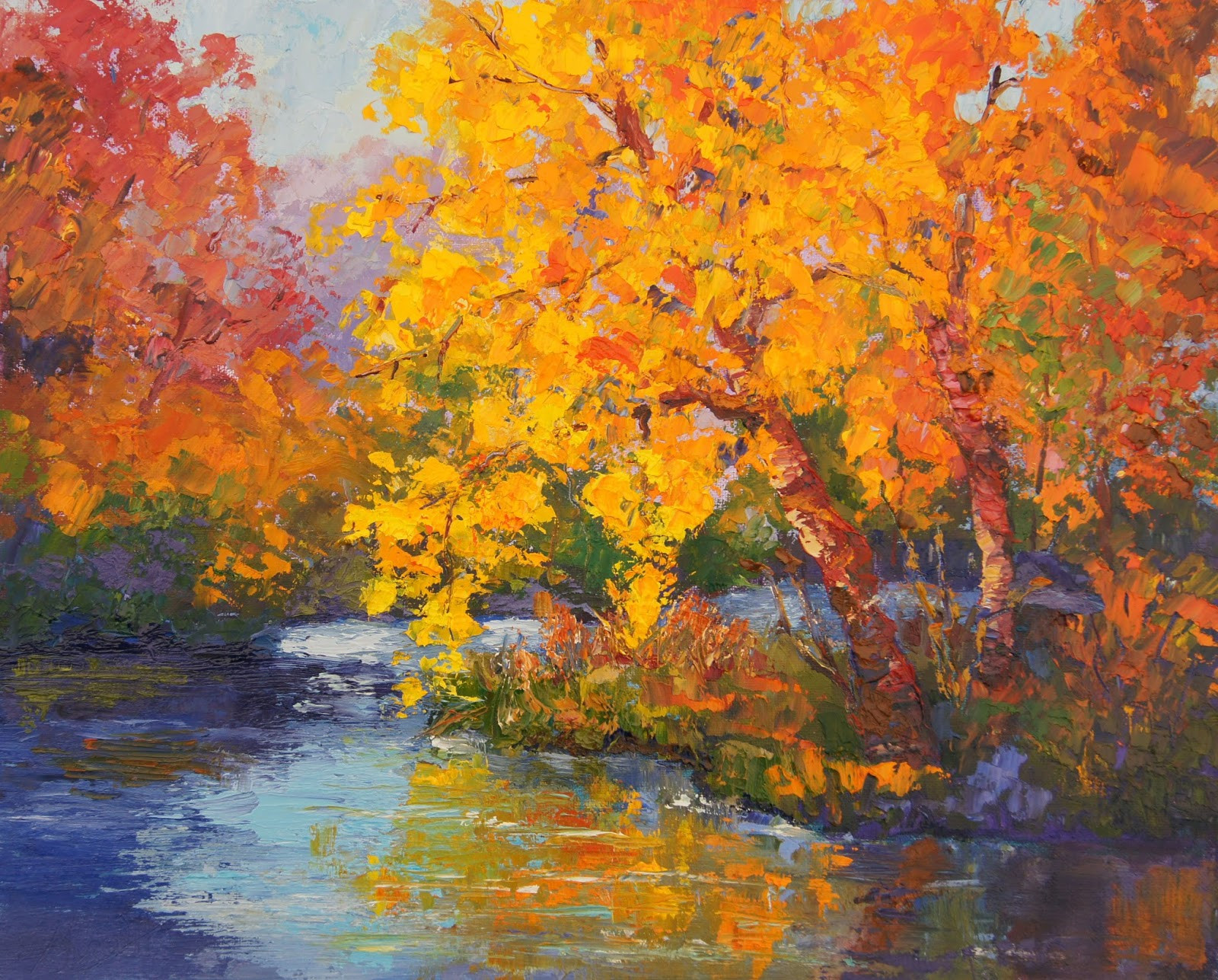 Fall Landscape Painting
 Palette Knife Painters International Impressionist