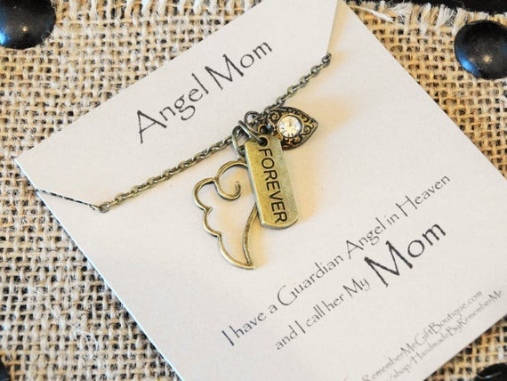 Gift Ideas For Death Of Mother
 Angel Mom Memorial Necklace Memorial Gift by