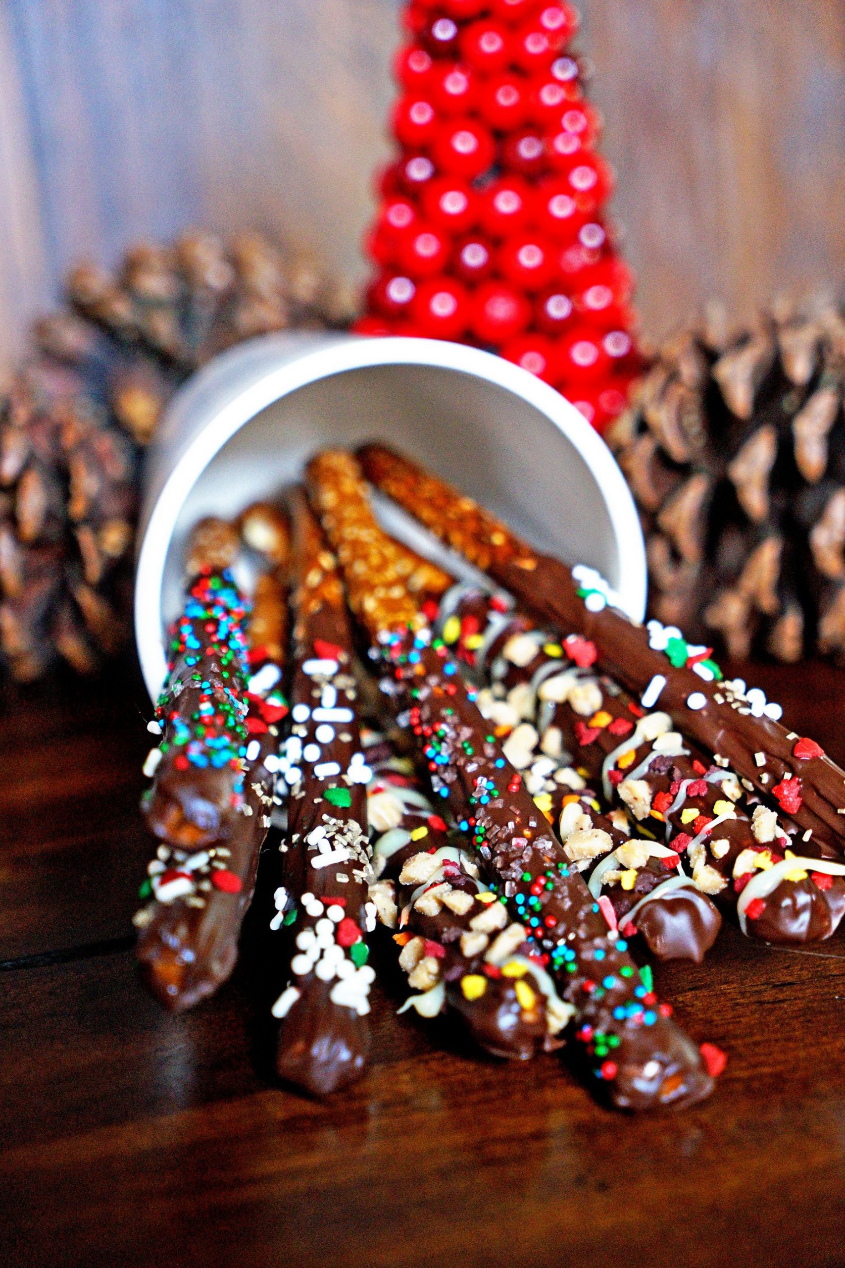 Gourmet Chocolate Covered Pretzels Recipe
 Holiday Chocolate Dipped Pretzels are fun to make