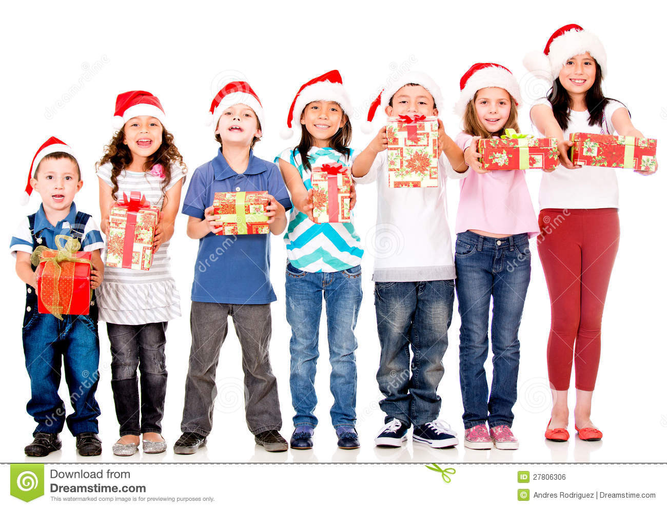 Group Gift For Kids
 Kids Holding Christmas Gifts Stock Image of happy