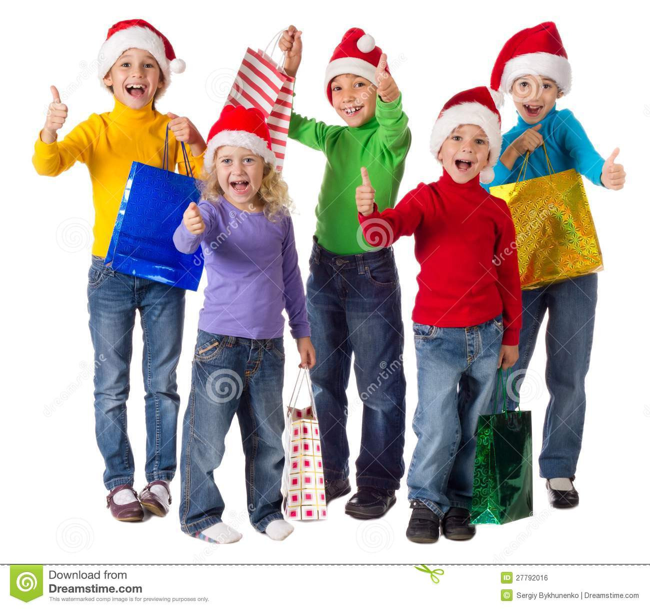 Group Gift For Kids
 Group Happy Kids With Christmas Gifts Stock