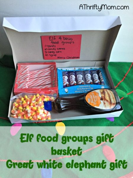 Group Gift Ideas For Christmas
 Elf 4 basic food groups t basket great white elephant