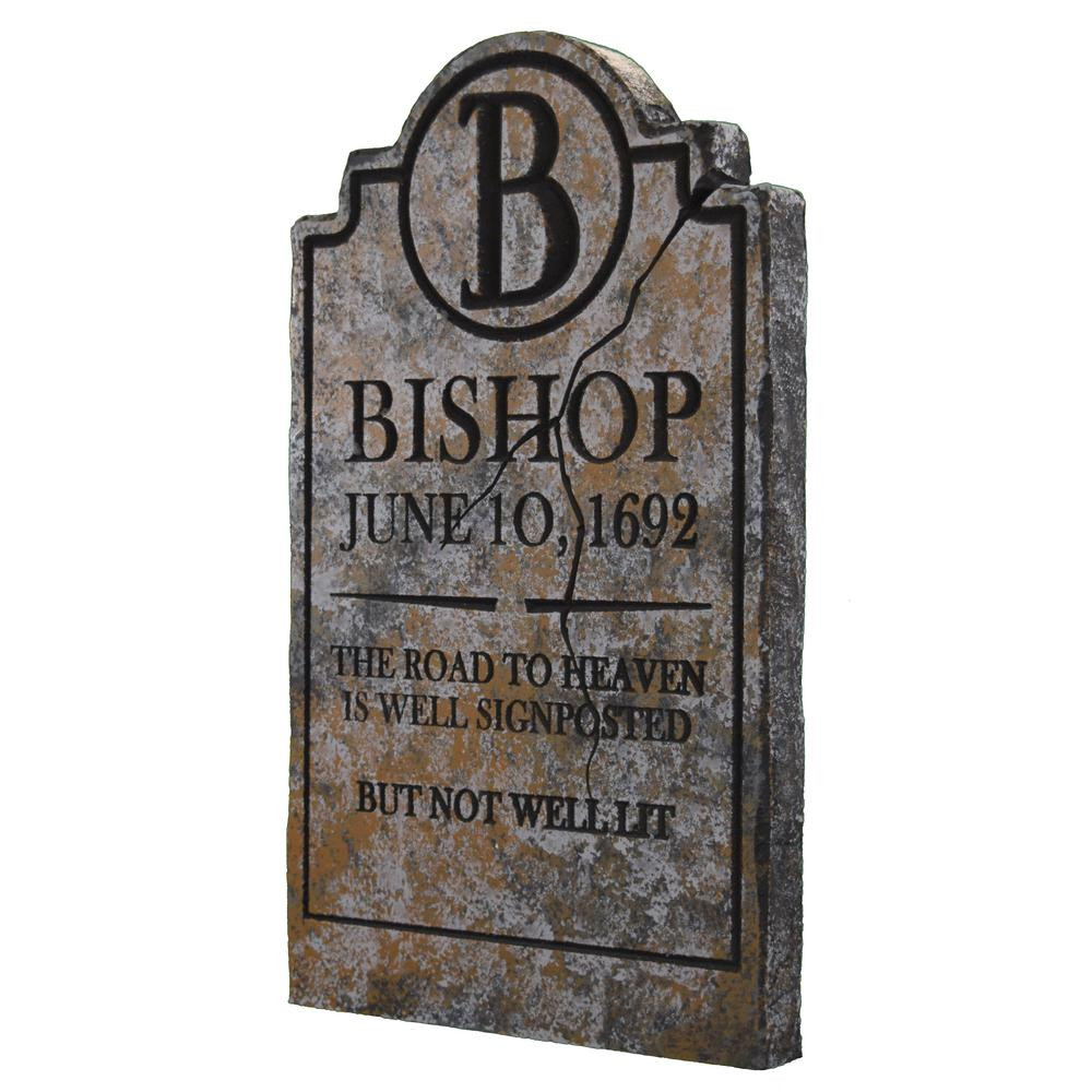 Halloween Grave Stone
 24 in Bishop Halloween Yard Tombstone BISH01GY The Home