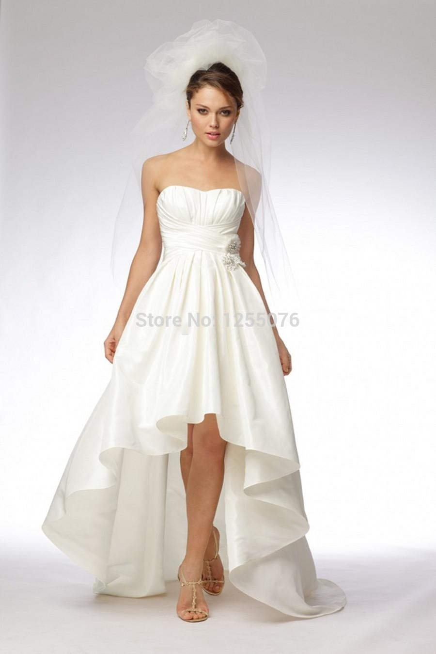 Hi-lo Wedding Dresses
 New 2014 Simple Wedding Dresses Strapless y Hi Lo Sheer