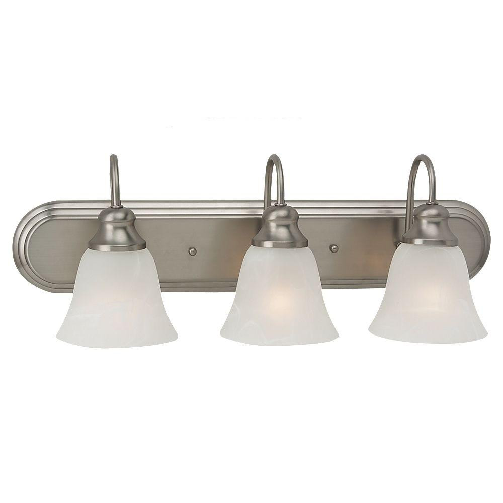 Home Depot Bathroom Lighting Fixtures
 Sea Gull Lighting Windgate 9 in W 3 Light Brushed Nickel
