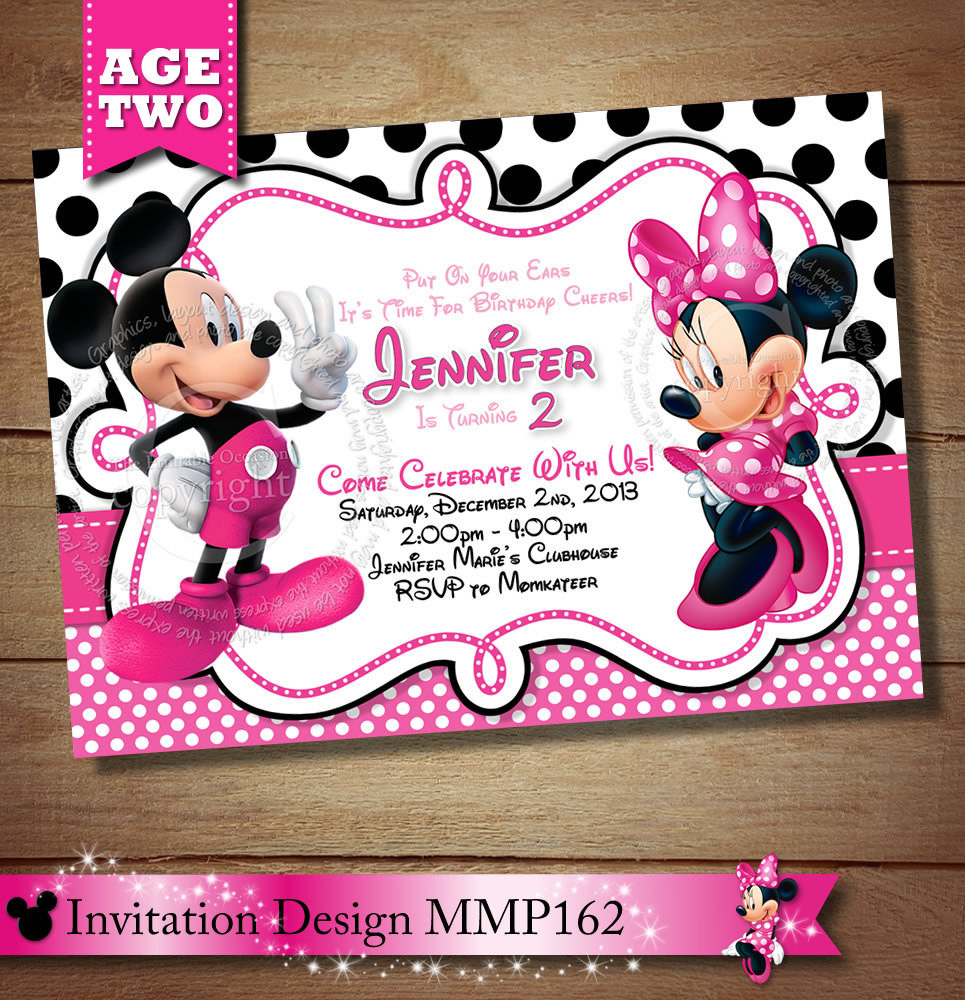 Mickey Mouse 2nd Birthday Invitations
 HUGE SELECTION Mickey Minnie Mouse Second Birthday Invitation