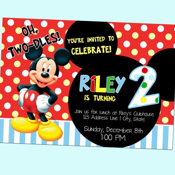 Mickey Mouse 2nd Birthday Invitations
 Oh Two dles Mickey Mouse Club House Second Birthday