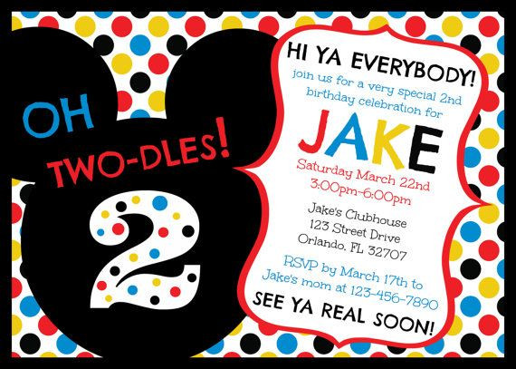Mickey Mouse 2nd Birthday Invitations
 Free Printable Mickey Mouse Clubhouse Birthday Invitations