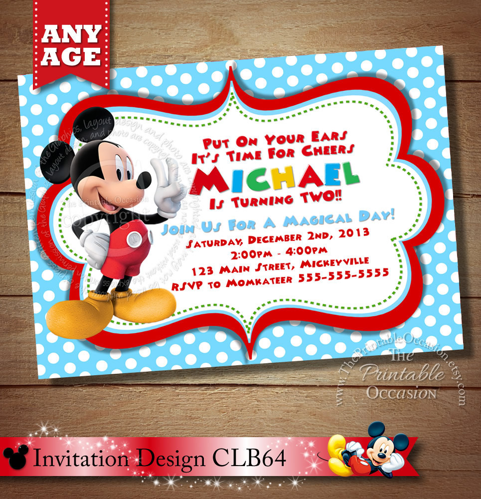 Mickey Mouse 2nd Birthday Invitations
 HUGE SELECTION Mickey Mouse Invitation Second Birthday Mickey
