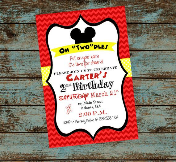 Mickey Mouse 2nd Birthday Invitations
 Mickey Mouse 2nd Birthday Party Invitation Oh Twodles Red