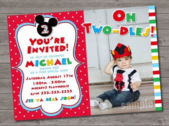 Mickey Mouse 2nd Birthday Invitations
 2 Year Old Birthday Invitation Sayings