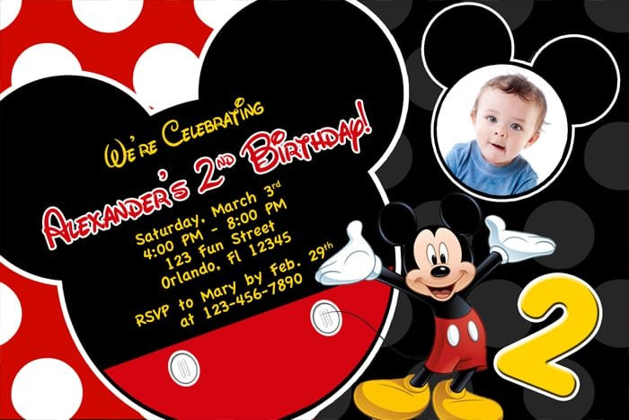 Mickey Mouse 2nd Birthday Invitations
 Free Printable Birthday Invitations Mickey Mouse