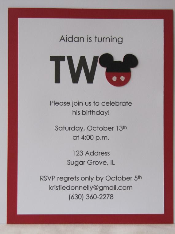 Mickey Mouse 2nd Birthday Invitations
 Items similar to Mickey Mouse 2nd Birthday Party