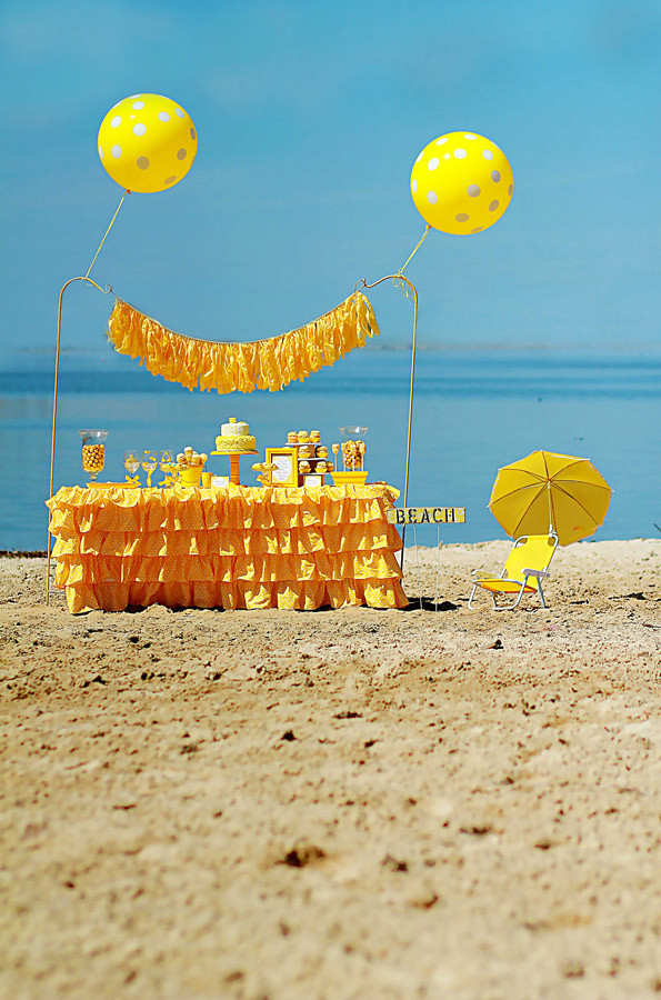 Party On The Beach Ideas
 Kids Yellow Polka Dot Bikini Beach Party Evite