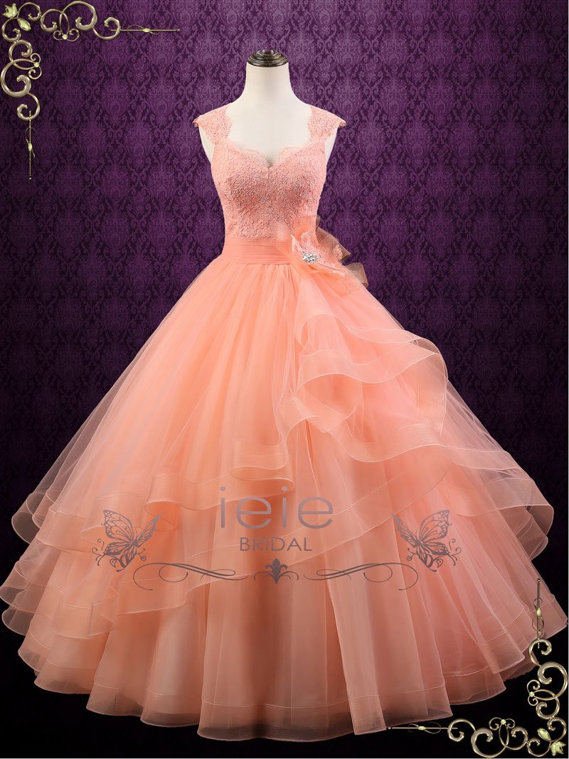 Peach Wedding Dresses
 Peach Colored Ball Gown Wedding Dress Persi