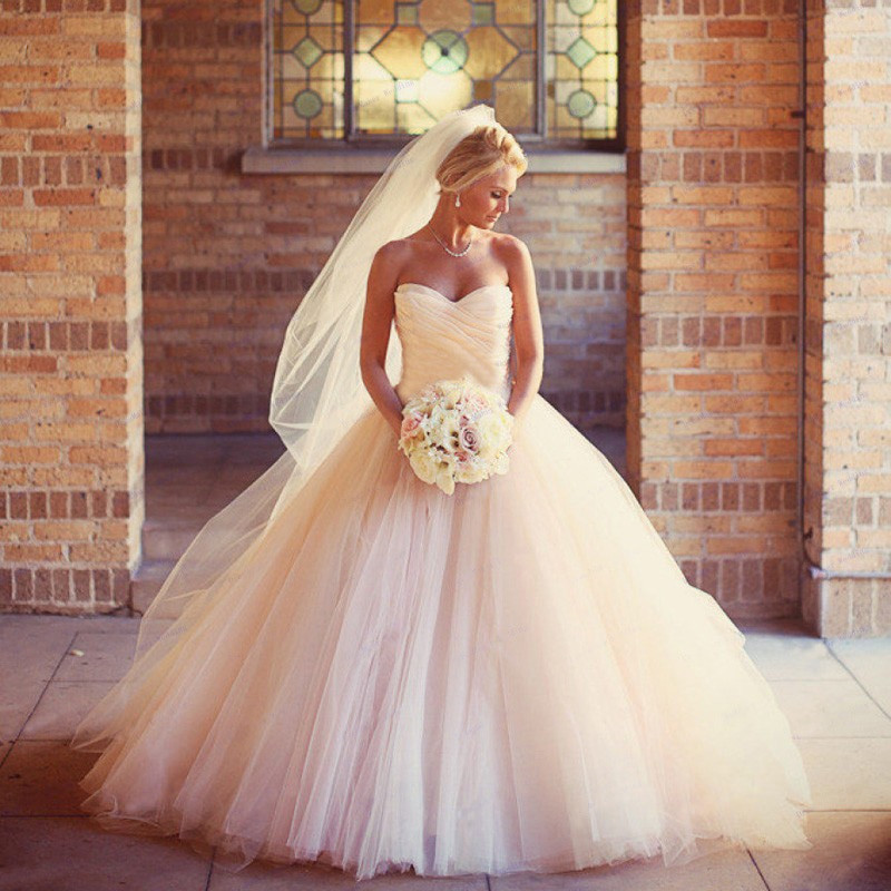 Peach Wedding Dresses
 Gorgeous Cinderella Princess Dress Blue Puffy Sleeves