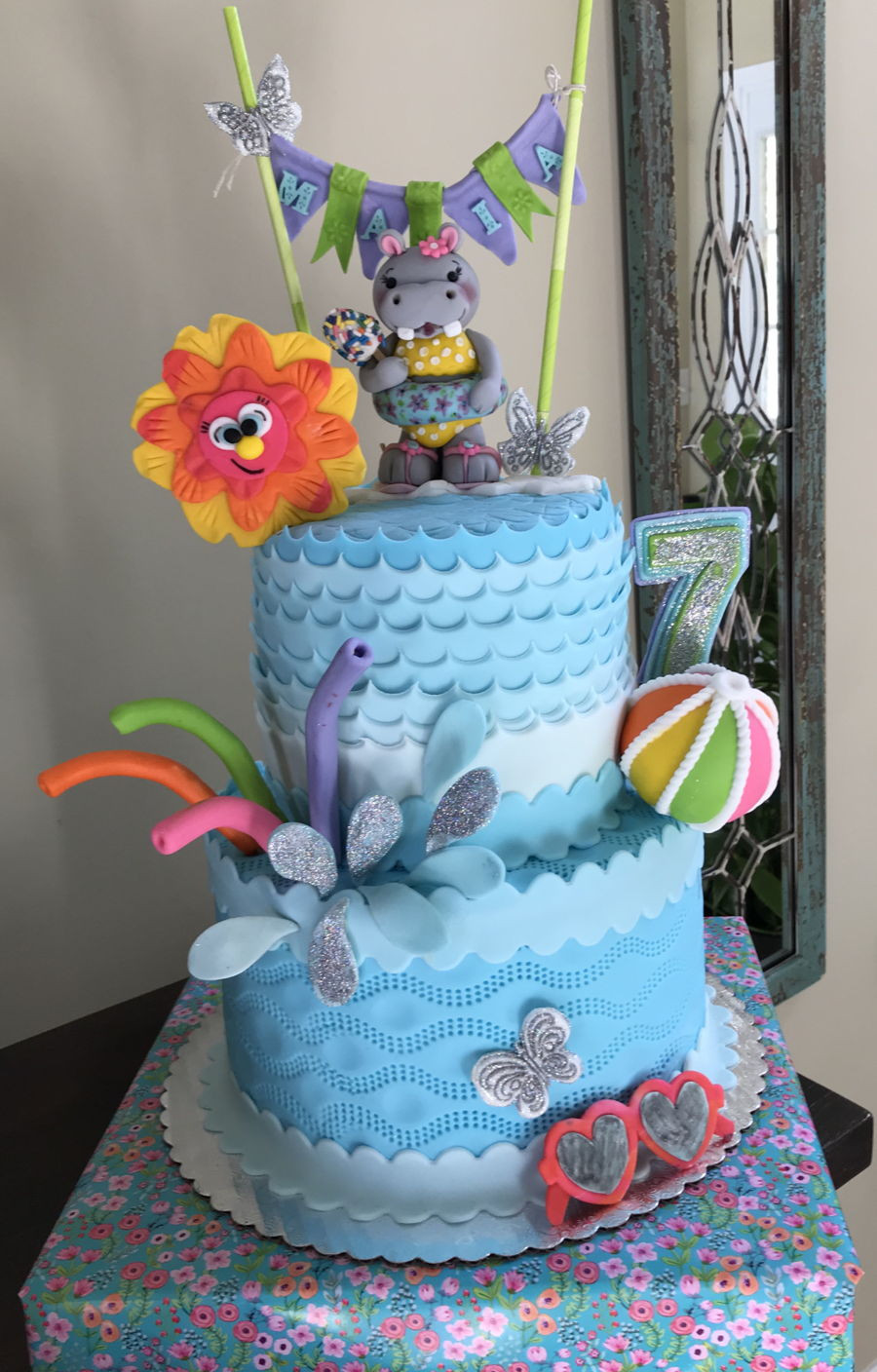 Pool Party Birthday Cakes
 Happy Hippo Pool Party Cake CakeCentral