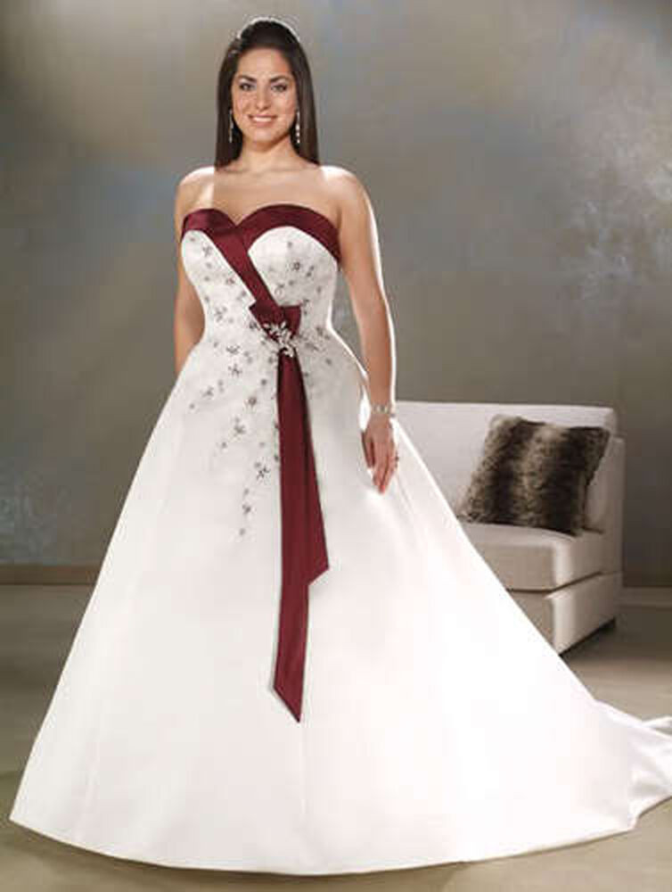 Purple And White Wedding Dress
 Plus Size White Ivory&Burgundy Purple Wedding Dress Bridal