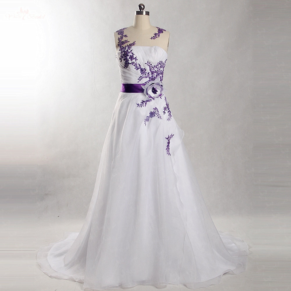 Purple And White Wedding Dress
 RSW868 Mother Girl Purple And White Organza Wedding Dress