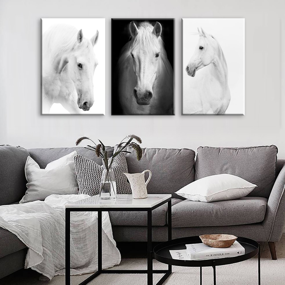 Wall Prints For Bedroom
 White Horse Wall Art Canvas Prints Modern Art Home Decor