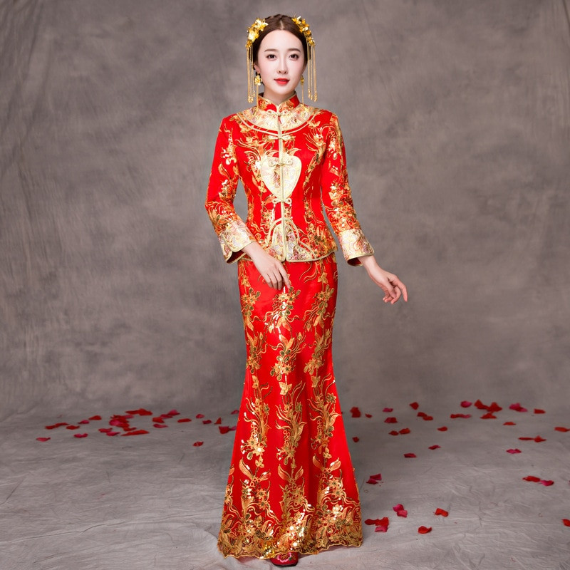Wedding Dress From China
 Traditional Chinese Wedding Gown 2017 New Cheongsam Cotton