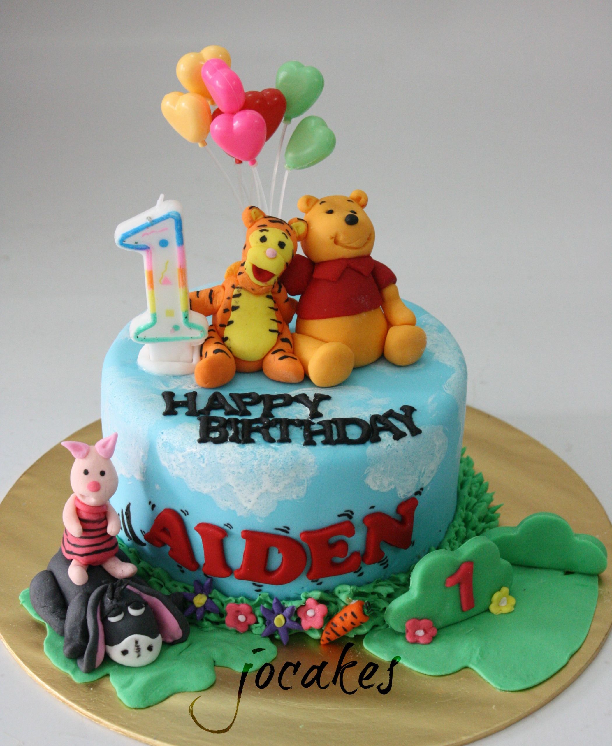 1 Year Old Birthday Cake
 Winnie the Pooh and friends cake for 1 year old boy Aiden