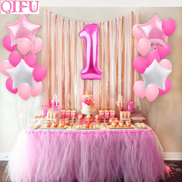 1 Year Old Birthday Party
 QIFU 25pcs e Year Old 1st birthday Balloons Girl Baby