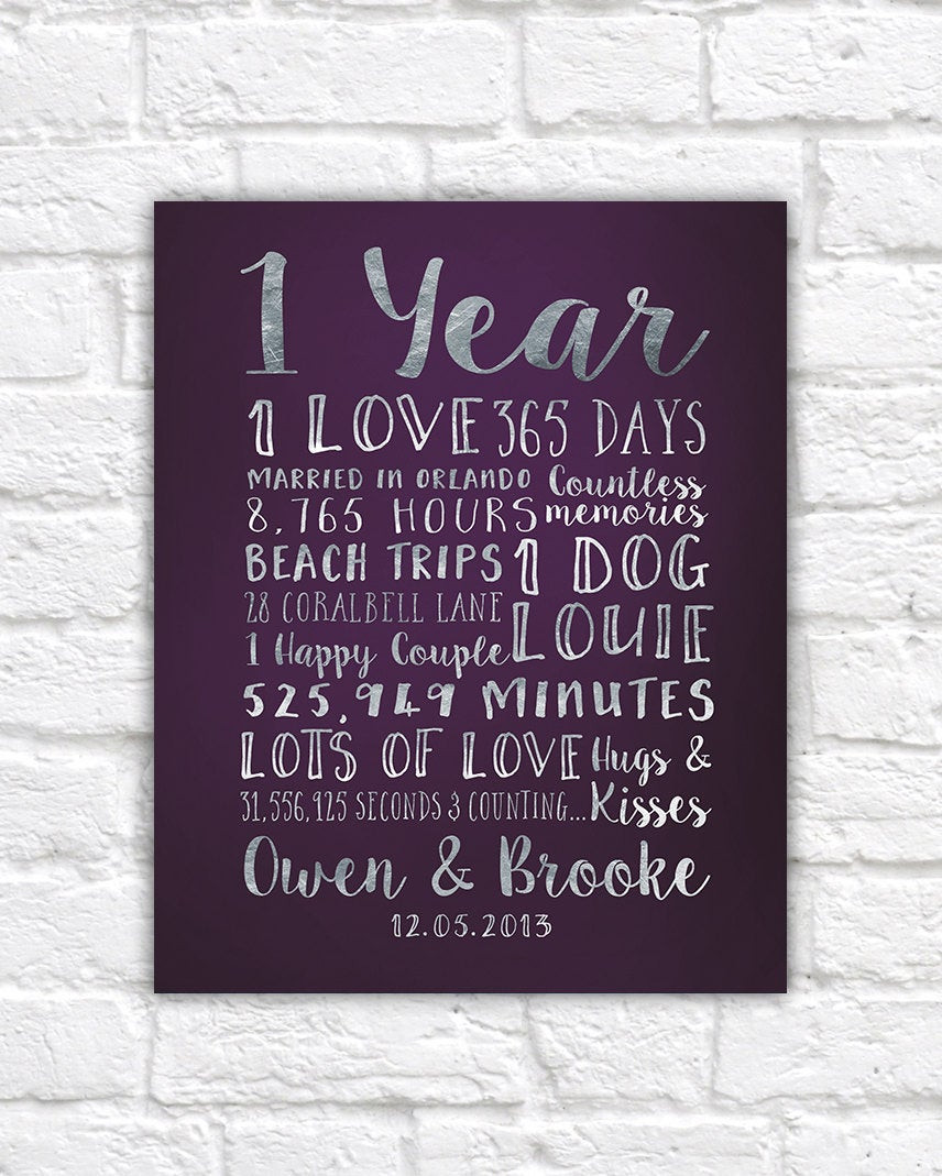 1 Year Wedding Anniversary Gift
 First Anniversary Paper Gift Traditional Anniversary Gift