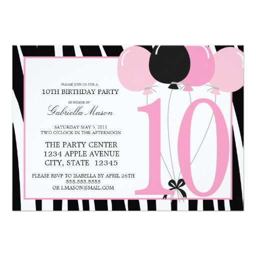 10th Birthday Invitation
 61 best 10th Birthday Party Invitations images on