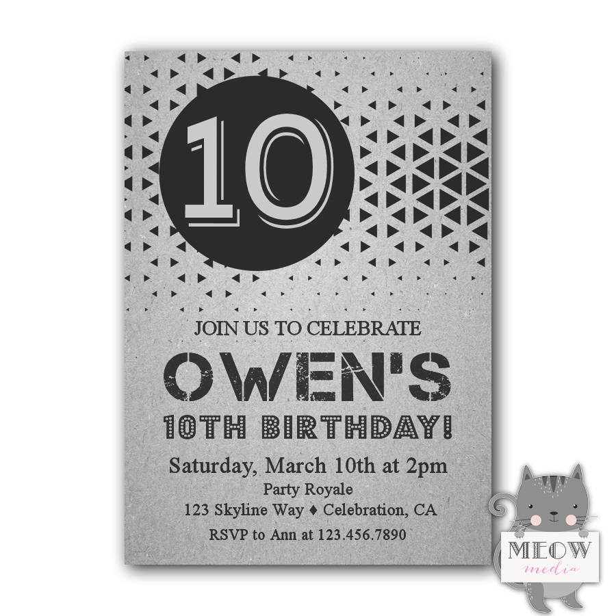 10th Birthday Invitation
 10th Birthday Invitation Boy Printable 10th Birthday
