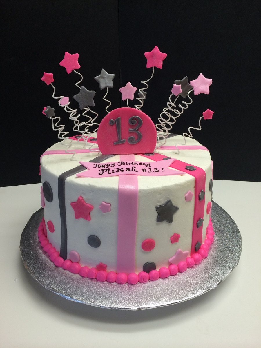 13 Birthday Cakes
 13Th Birthday Cake With Stars Stripes And Polka Dots