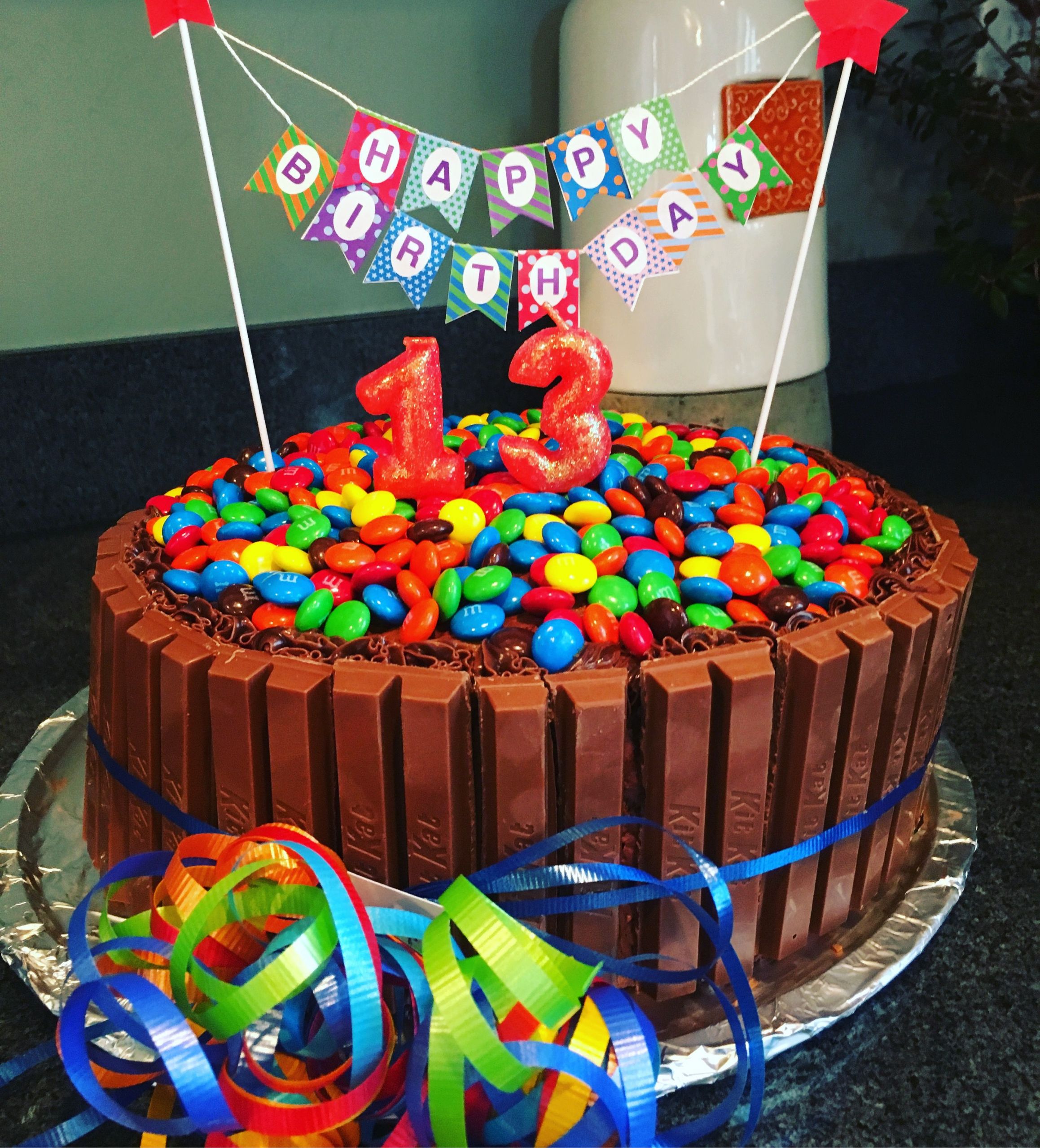 13th Birthday Cake Ideas
 Candy cake 13th birthday KitKat cake happy birthday