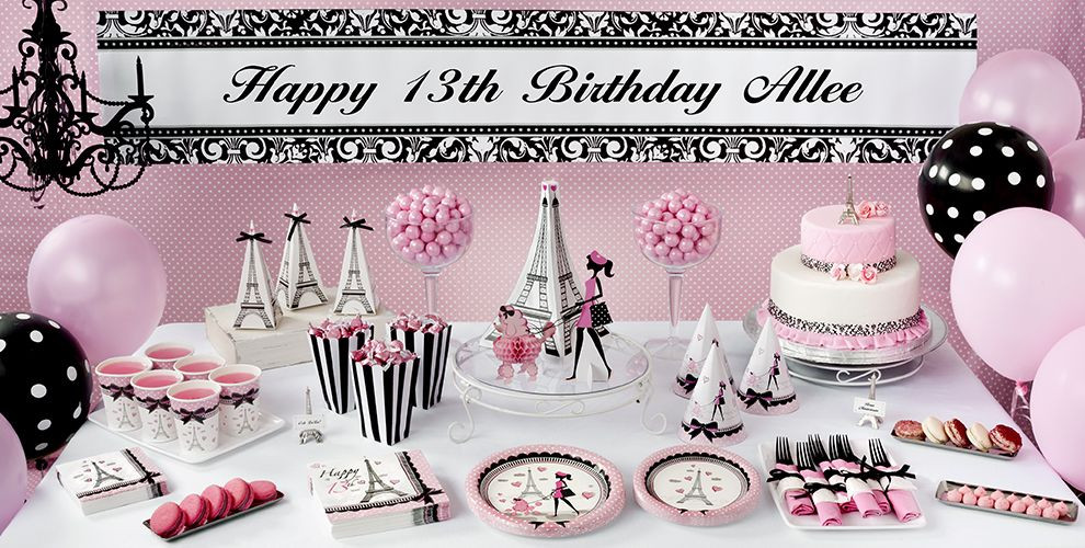 13th Girl Birthday Party Ideas
 Pink Paris 13th Birthday Party Supplies Party City