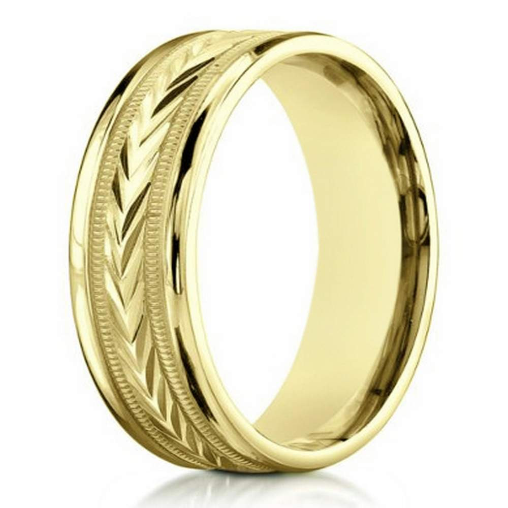 14k Gold Mens Wedding Band
 14K yelllow gold contemporary wedding band for men