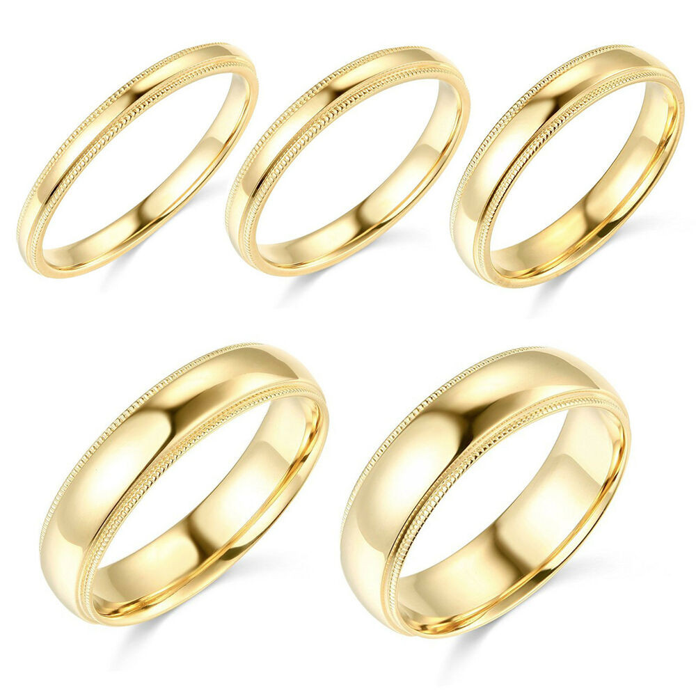 14k Gold Mens Wedding Band
 14K Yellow Gold 2mm 3mm 4mm 5mm 6mm fort Fit Men Women