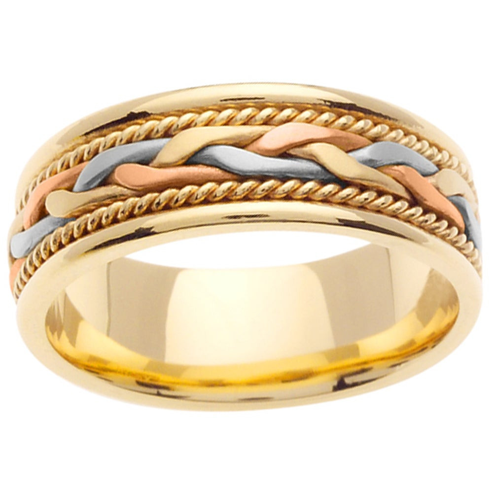 14k Gold Mens Wedding Band
 14k Tri color Gold Men s Wedding Band Free Shipping