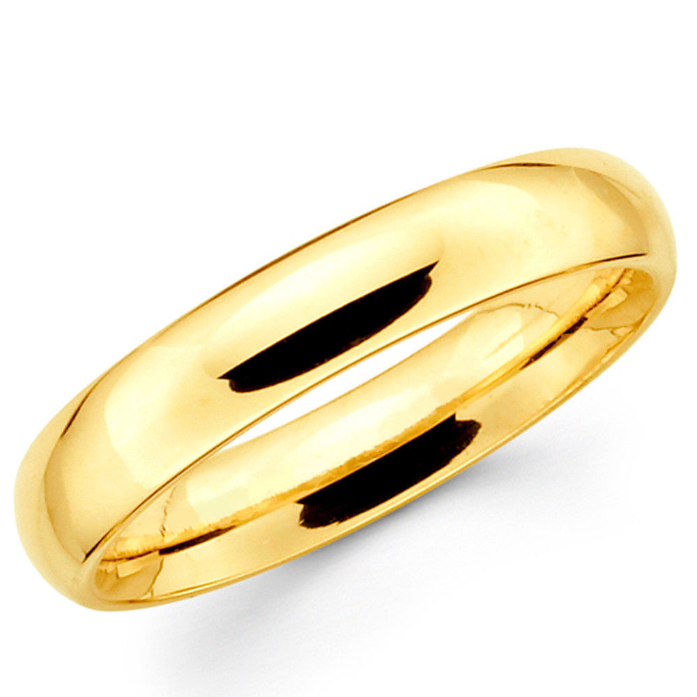 14k Gold Mens Wedding Band
 14K Solid Yellow Gold 4mm fort Fit Men s and Women s