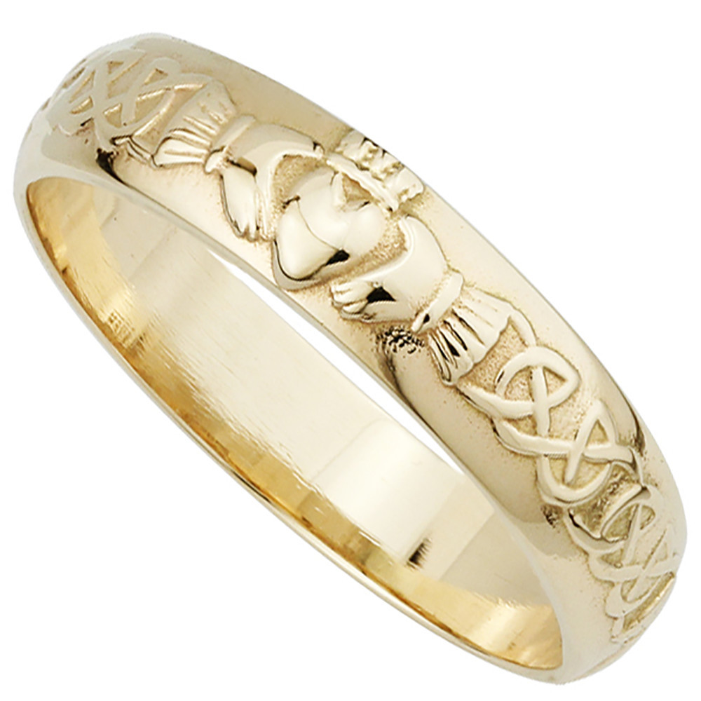 14k Gold Mens Wedding Band
 Irish Wedding Ring Men s 14k Gold Claddagh Wedding Band